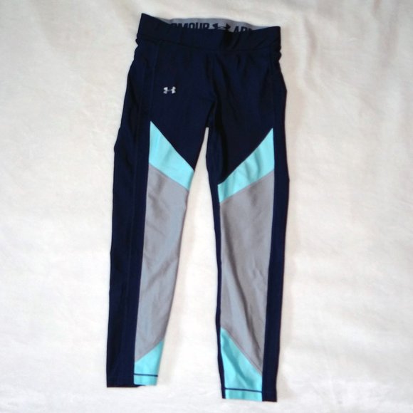 Under Armour Heat Gear Compression Capri Leggings in Navy Blue Sz Small S - Picture 1 of 7